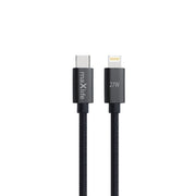 Maxlife MXUC-12 USB-C – Lightning kabelis, 3,0 m, 27 W, melns