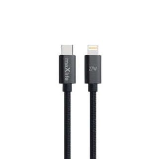 Maxlife MXUC-12 USB-C – Lightning kabelis, 3,0 m, 27 W, melns