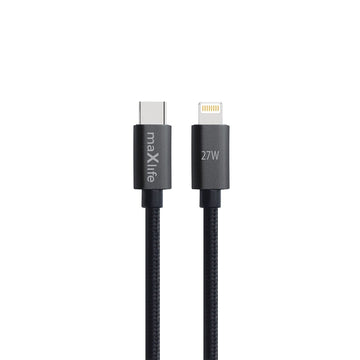 Maxlife MXUC-12 USB-C – Lightning kabelis, 3,0 m, 27 W, melns