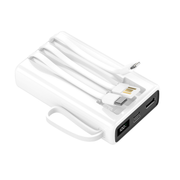 Setty ārējais akumulators 10 000 mAh ar kabeļiem SPB-LC-210, balts