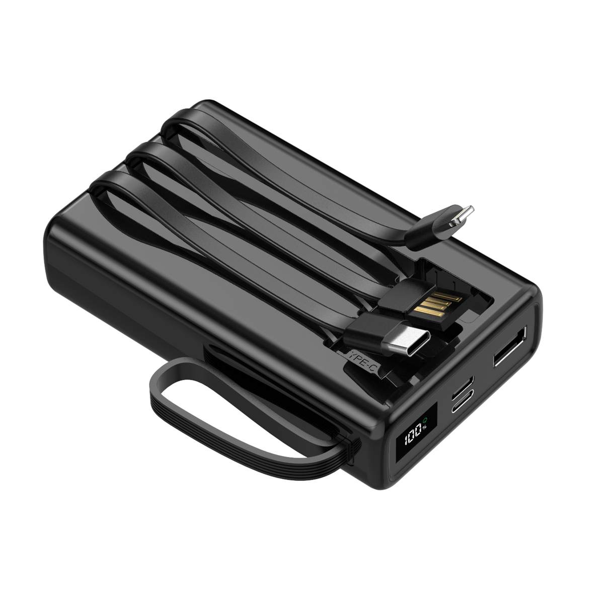 Setty ārējais akumulators 20 000 mAh ar kabeļiem SPB-LC-220, melns