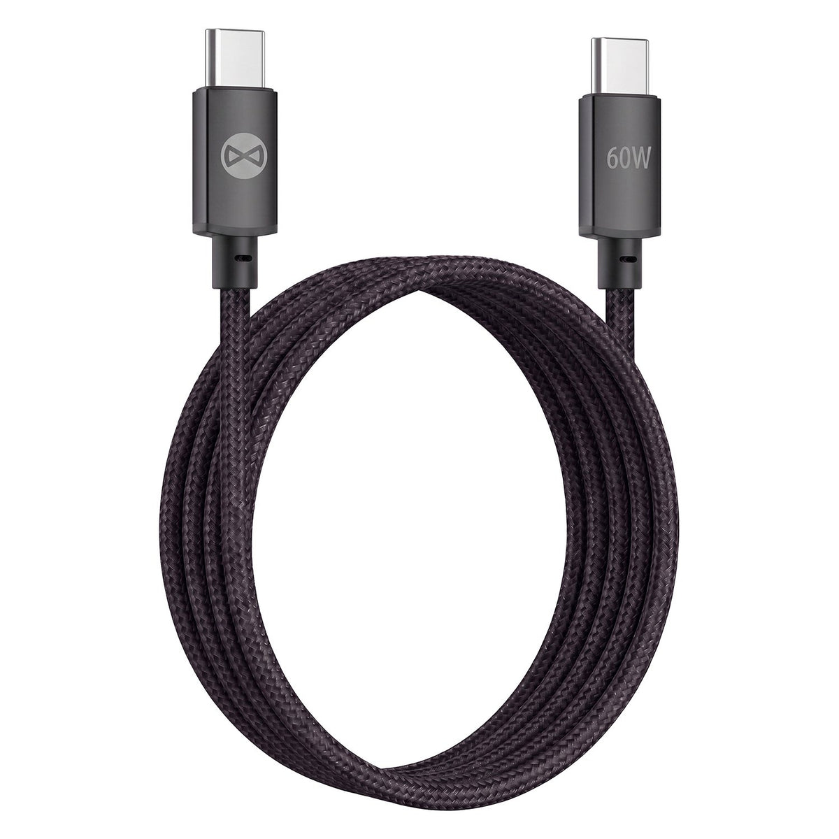 Forever Vibe USB-C – USB-C kabelis, 1,0 m, 60 W, tumši pelēks