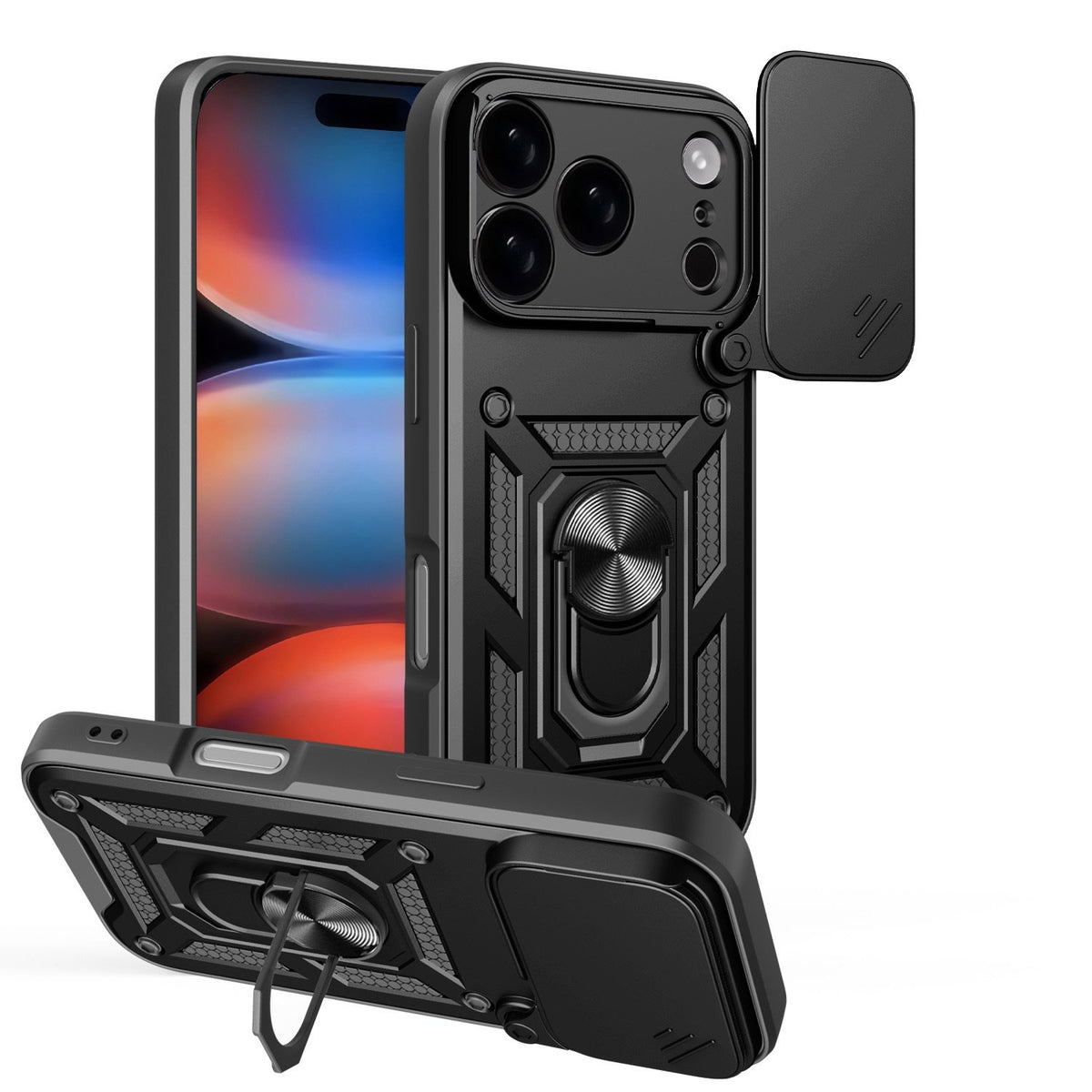 Defender Slide apvalks iPhone 17 Pro 6,3" / 18 Pro 6,3" melnā krāsā