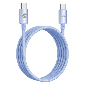 Forever Vibe USB-C – USB-C kabelis, 1,0 m, 60 W, debeszils