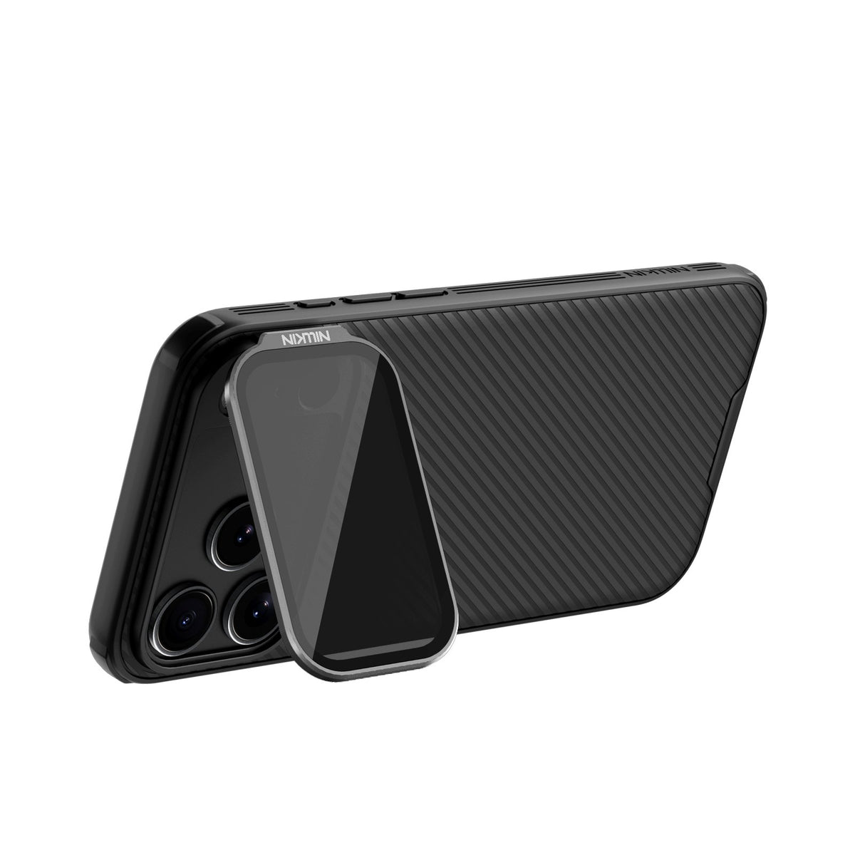 Nillkin CamShield Prop magnētiskais vāciņš iPhone 17 Pro Max / iPhone 18 Pro Max, melns (versija ar caurspīdīgu objektīva vāciņu)