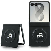 Karl Lagerfeld HC Magnetic PU K&C; Pins apvalks viedtālrunim Samsung Galaxy Z Flip 8, melns
