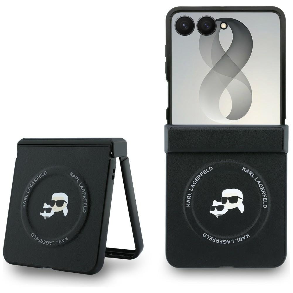 Karl Lagerfeld HC Magnetic PU K&C; Pins apvalks viedtālrunim Samsung Galaxy Z Flip 8, melns