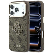 „Guess“ 4G un liela izmēra „Resin Logo“ apvalks iPhone 18 Pro / iPhone 17 Pro, brūns