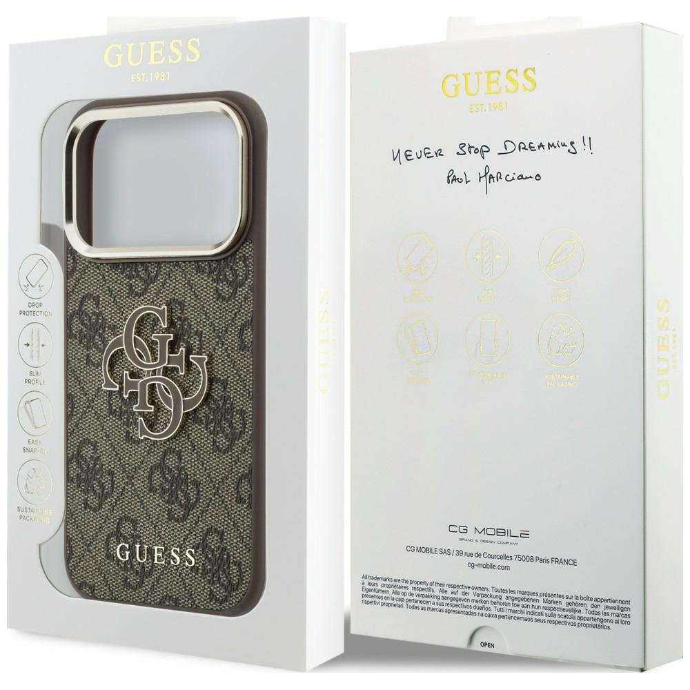 „Guess“ 4G un liela izmēra „Resin Logo“ apvalks iPhone 18 Pro / iPhone 17 Pro, brūns