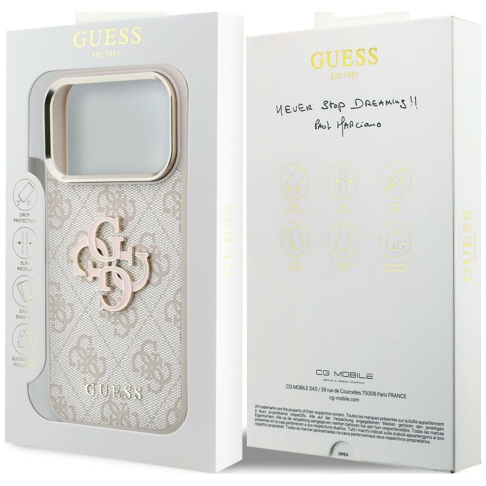 „Guess“ 4G un liela izmēra „Resin Logo“ apvalks iPhone 18 Pro / iPhone 17 Pro, rozā krāsā