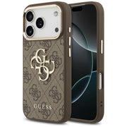 „Guess“ 4G Big 4G Classic Logo apvalks iPhone 18 Pro / iPhone 17 Pro, brūns