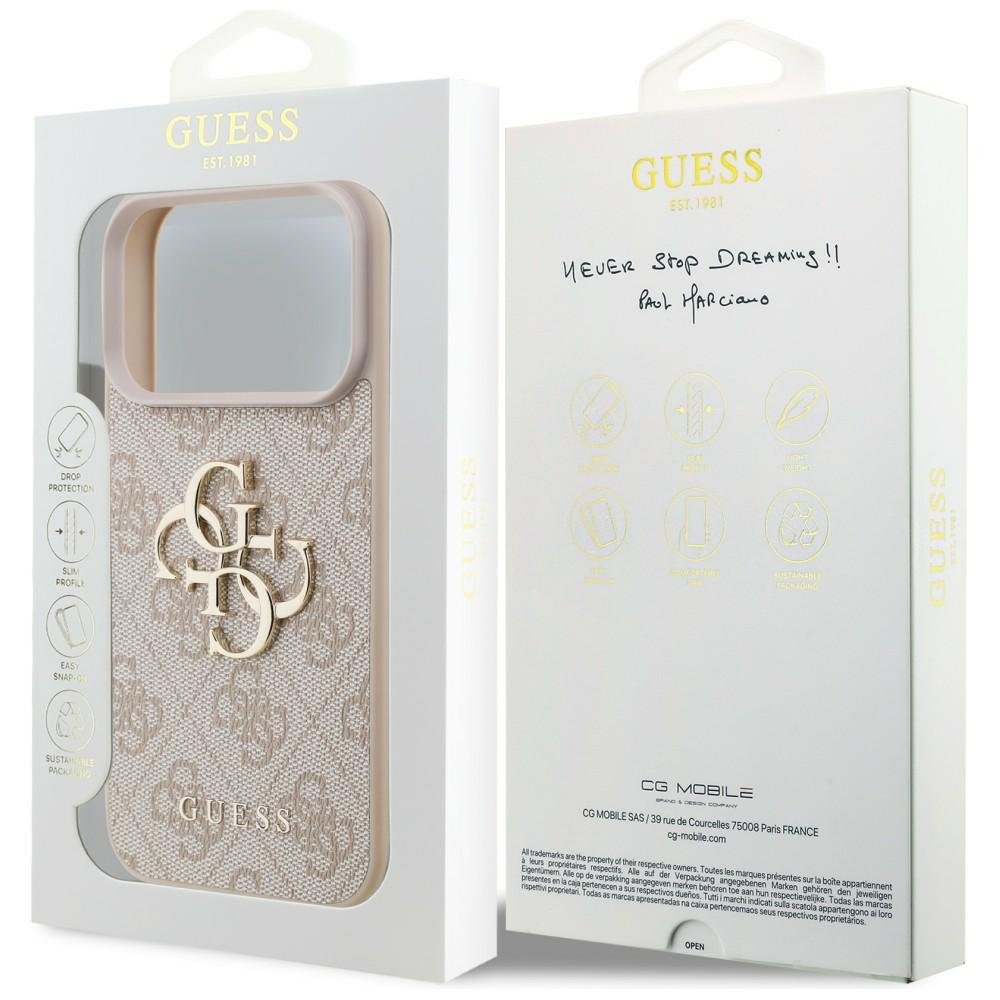 „Guess“ 4G „Big Logo“ apvalks iPhone 18 Pro / iPhone 17 Pro, rozā krāsā