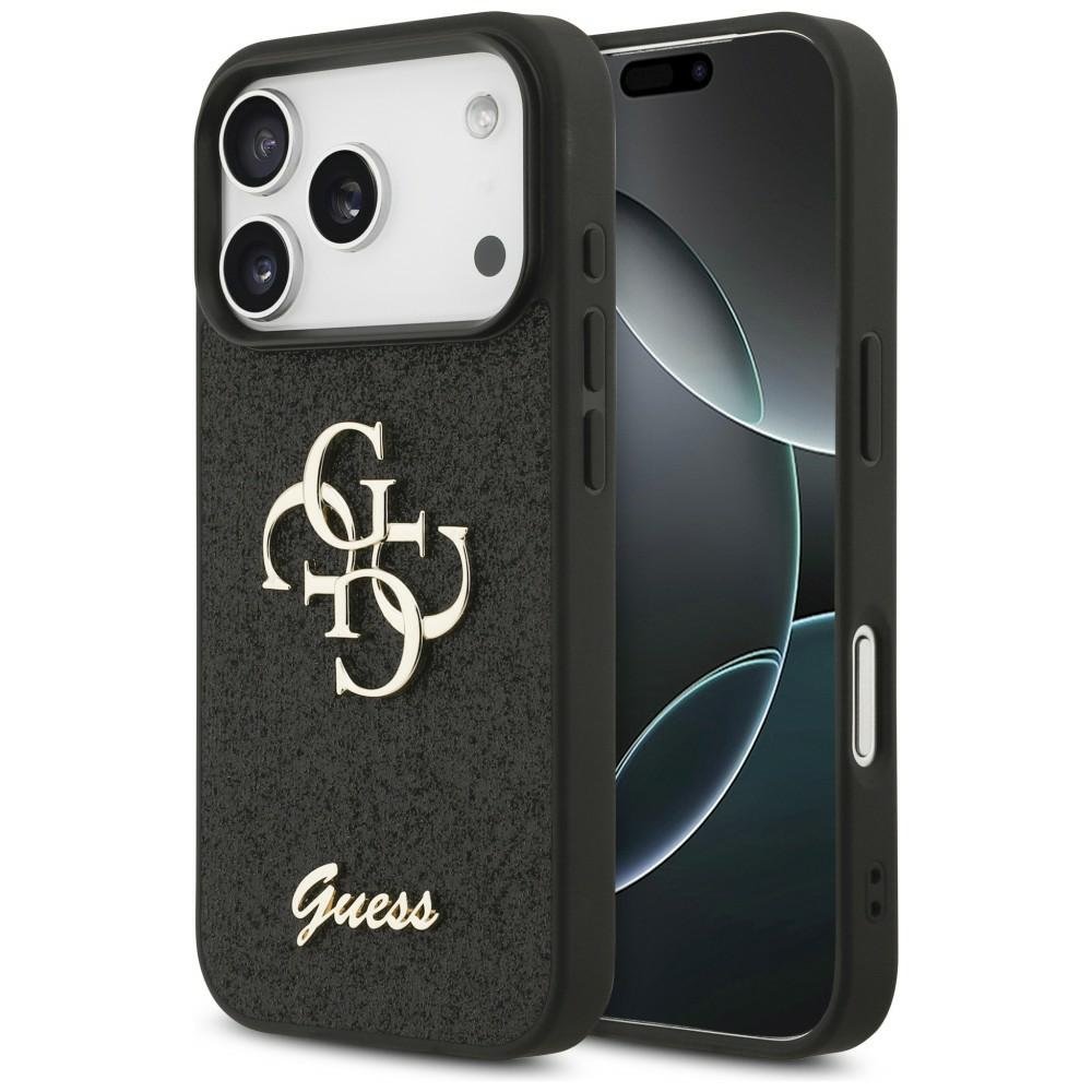 „Guess“ fiksētais „Glitter Big 4G“ apvalks iPhone 18 Pro / iPhone 17 Pro, melns