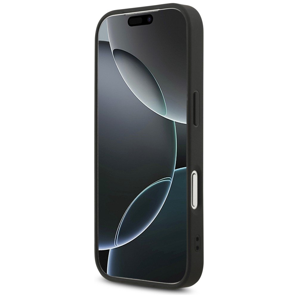 „Guess“ fiksētais „Glitter Big 4G“ apvalks iPhone 18 Pro / iPhone 17 Pro, melns