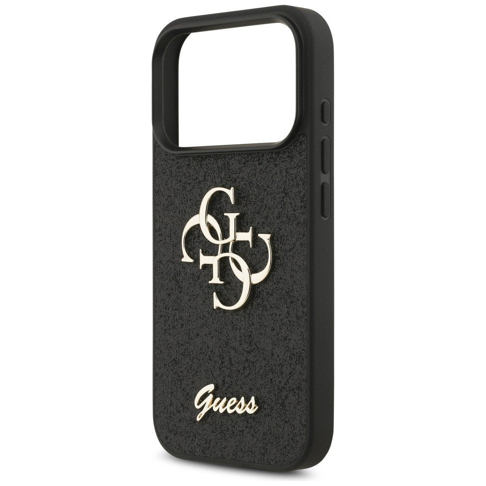 „Guess“ fiksētais „Glitter Big 4G“ apvalks iPhone 18 Pro / iPhone 17 Pro, melns