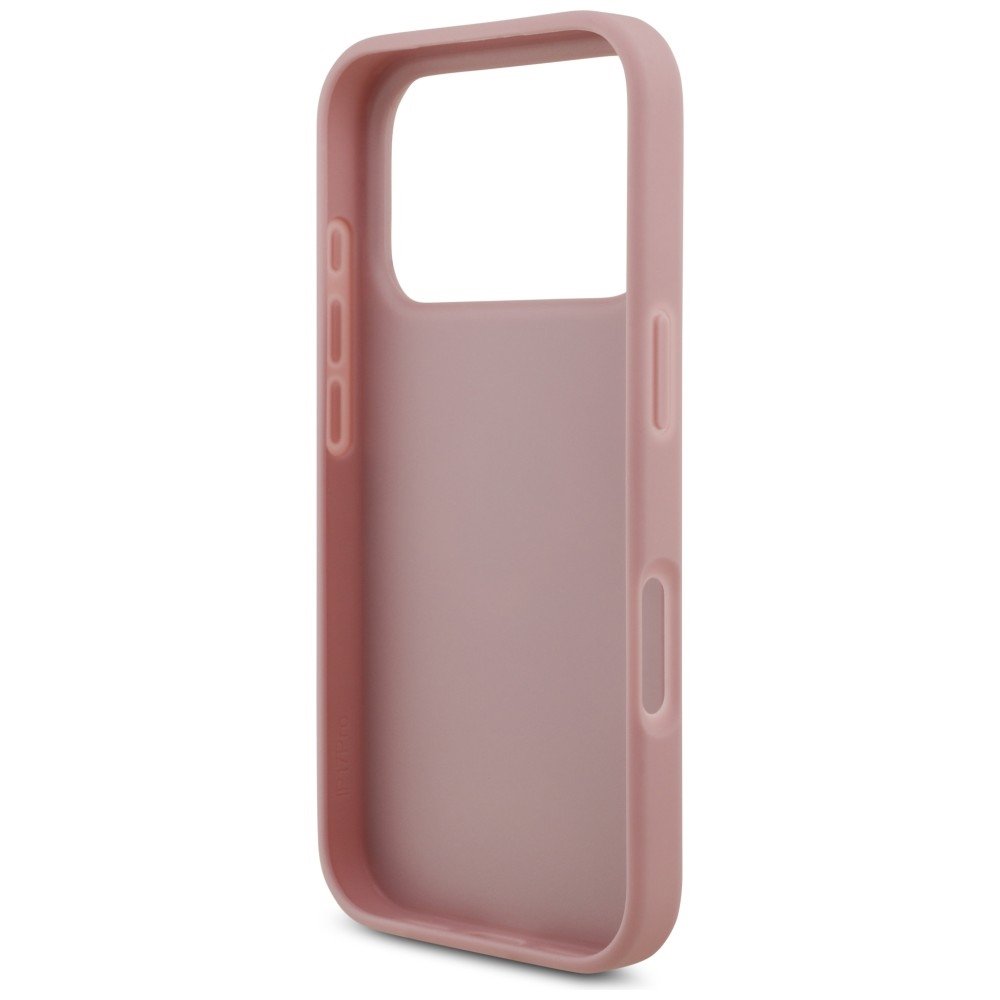 Guess fiksētais Glitter Big 4G vāciņš iPhone 18 Pro / iPhone 17 Pro, rozā krāsā