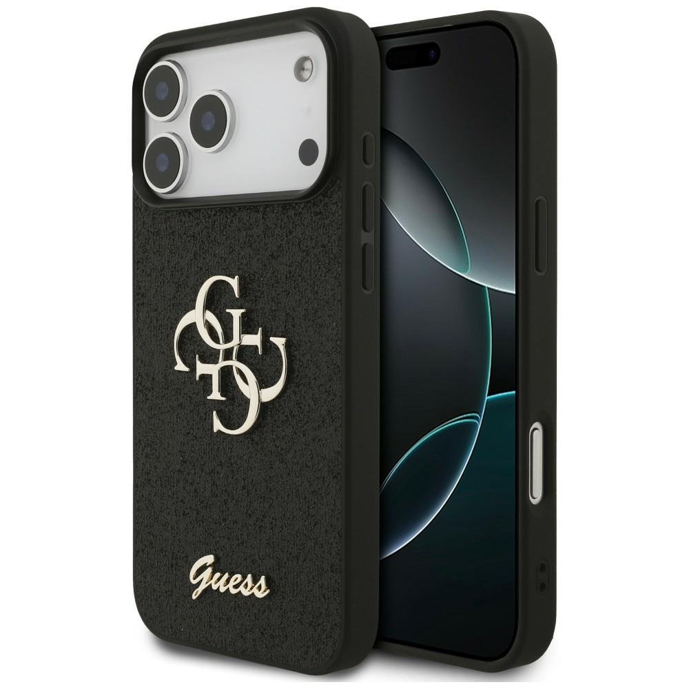 „Guess“ fiksētais „Glitter Big 4G“ vāciņš iPhone 18 Pro Max / iPhone 17 Pro Max, melns