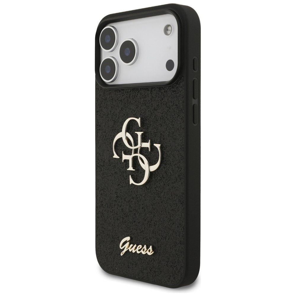 „Guess“ fiksētais „Glitter Big 4G“ vāciņš iPhone 18 Pro Max / iPhone 17 Pro Max, melns