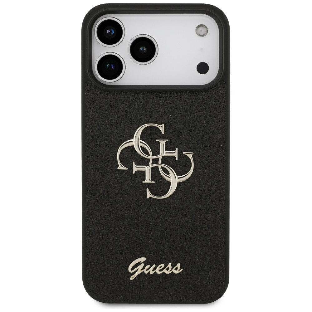 „Guess“ fiksētais „Glitter Big 4G“ vāciņš iPhone 18 Pro Max / iPhone 17 Pro Max, melns