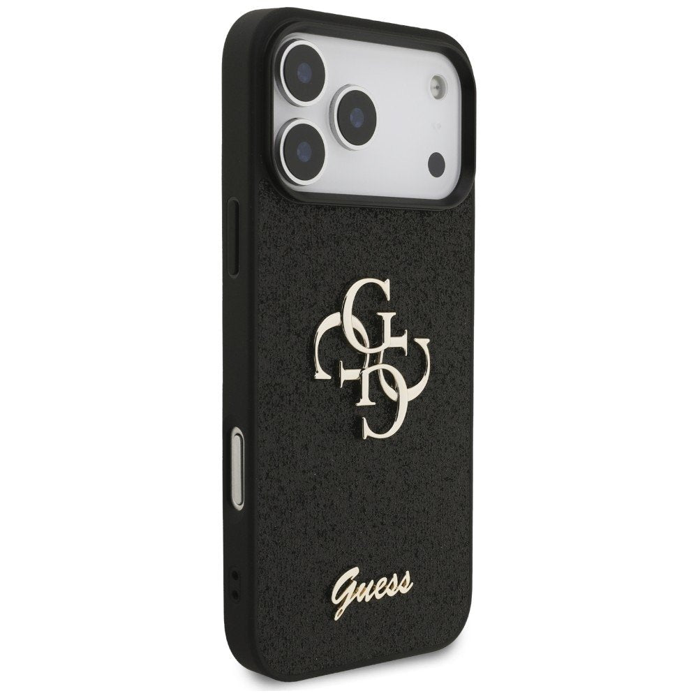 „Guess“ fiksētais „Glitter Big 4G“ vāciņš iPhone 18 Pro Max / iPhone 17 Pro Max, melns