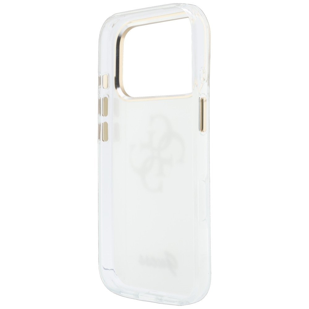 „Guess“ IML 4G Script metāla apvalks iPhone 18 Pro / 17 Pro Max, balts