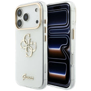 „Guess IML 4G Script“ metāla apvalks iPhone 18 Pro / 17 Pro, balts