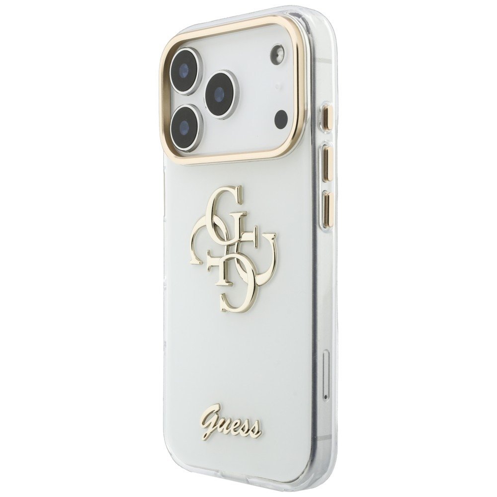 „Guess IML 4G Script“ metāla apvalks iPhone 18 Pro / 17 Pro, balts