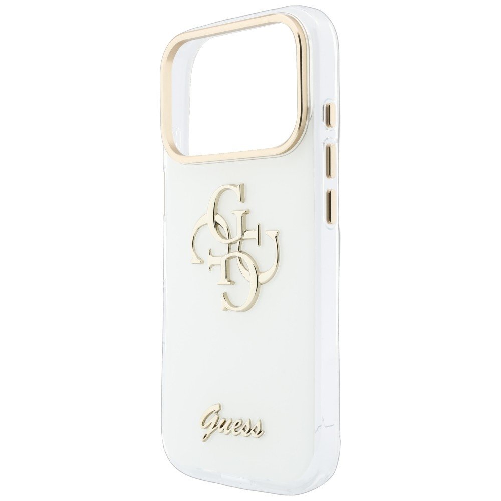 „Guess IML 4G Script“ metāla apvalks iPhone 18 Pro / 17 Pro, balts