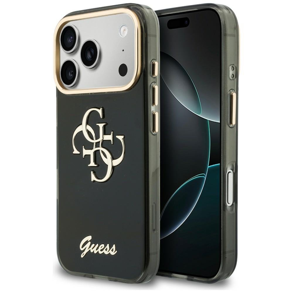 „Guess IML 4G Script“ metāla apvalks iPhone 18 Pro Max / 17 Pro Max, melns