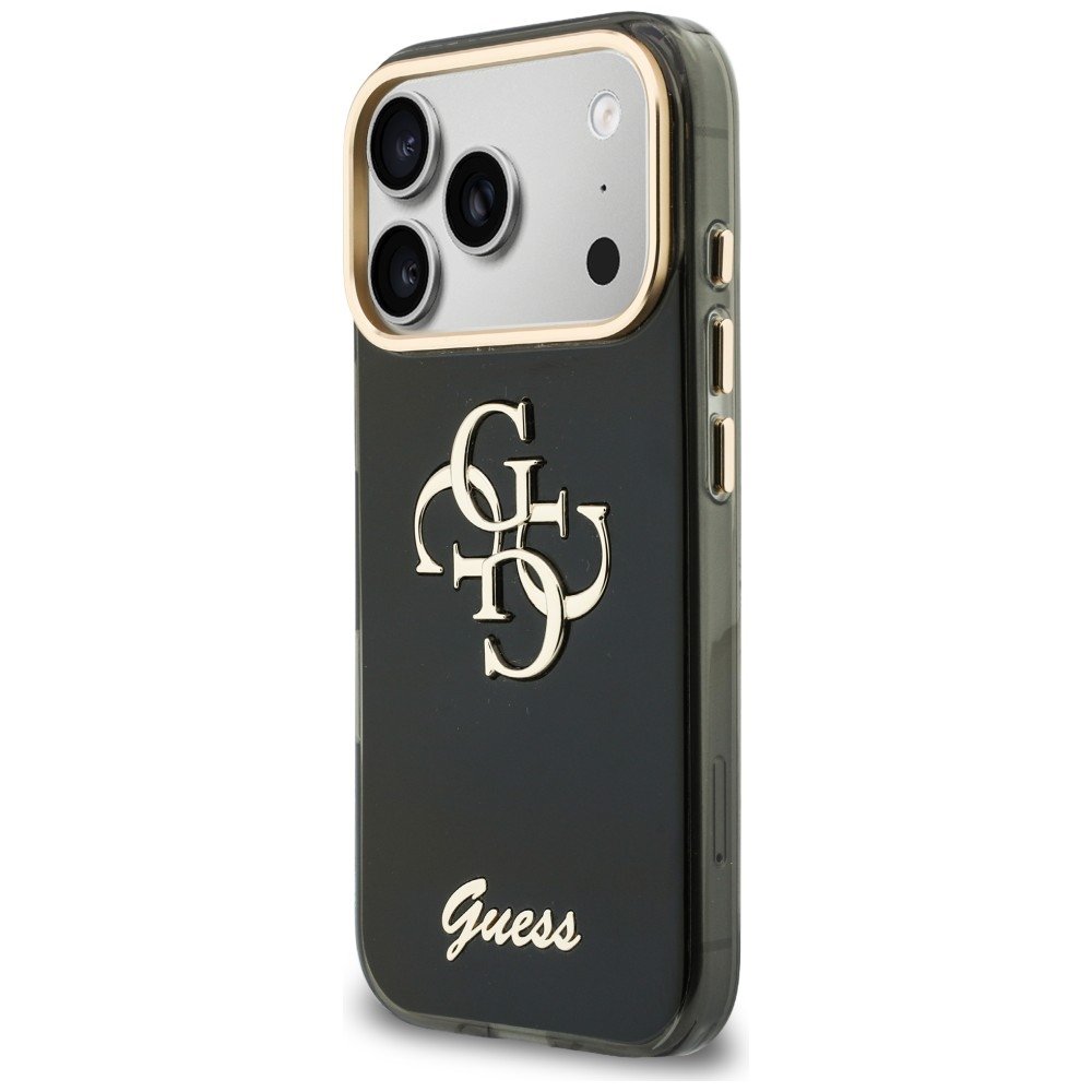 „Guess IML 4G Script“ metāla apvalks iPhone 18 Pro Max / 17 Pro Max, melns