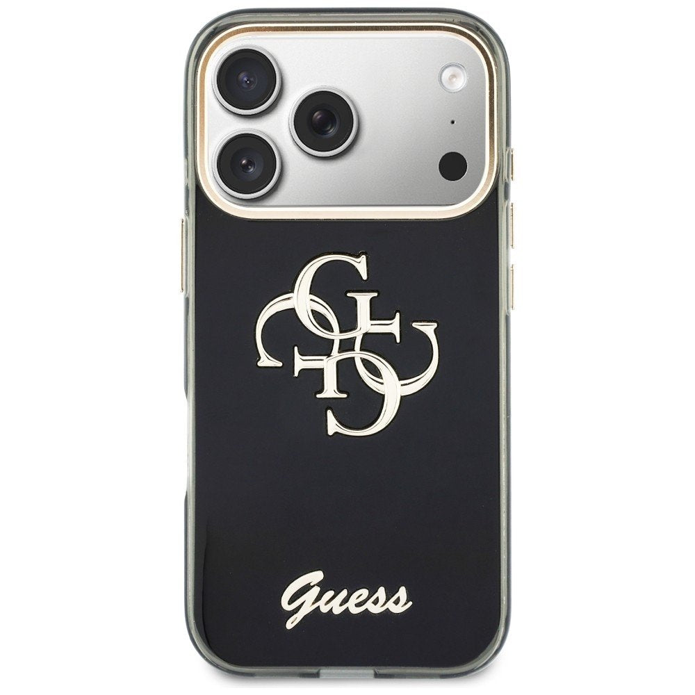 „Guess IML 4G Script“ metāla apvalks iPhone 18 Pro Max / 17 Pro Max, melns