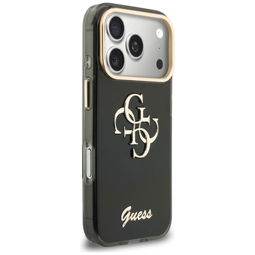 „Guess IML 4G Script“ metāla apvalks iPhone 18 Pro Max / 17 Pro Max, melns