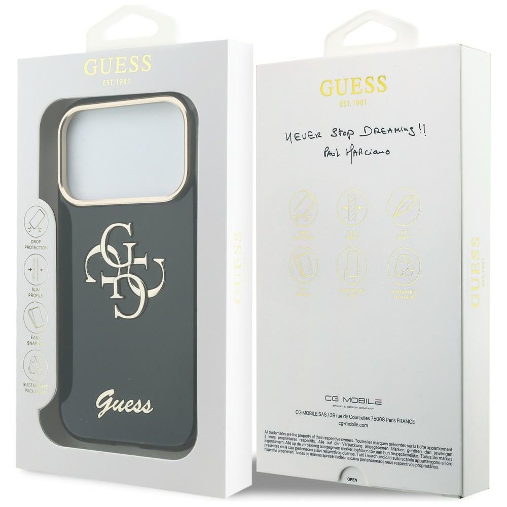 „Guess IML 4G Script“ metāla apvalks iPhone 18 Pro Max / 17 Pro Max, melns