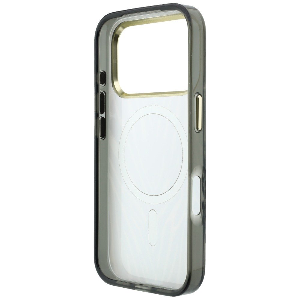 „Guess“ IML „Zebra Glitter Triangle Logo“ MagSafe apvalks iPhone 18 Pro Max / 17 Pro Max, sudraba krāsā