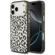 „Guess IML“ „Leopard Glitter Triangle Logo“ MagSafe apvalks iPhone 18 Pro Max / 17 Pro Max, melns