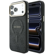 „Guess“ reljefais „4G Classic MagSafe“ vāciņš iPhone 18 Pro / 17 Pro, melns