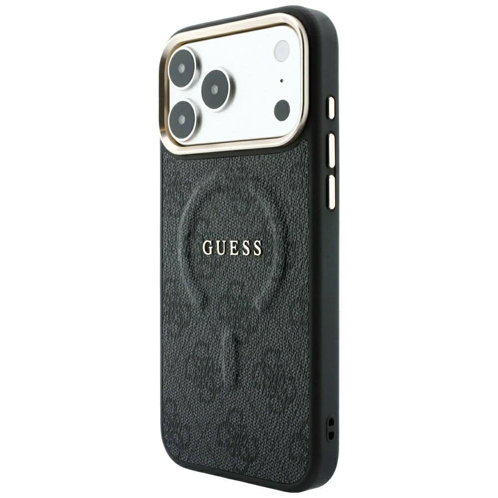 „Guess“ reljefais „4G Classic MagSafe“ vāciņš iPhone 18 Pro / 17 Pro, melns