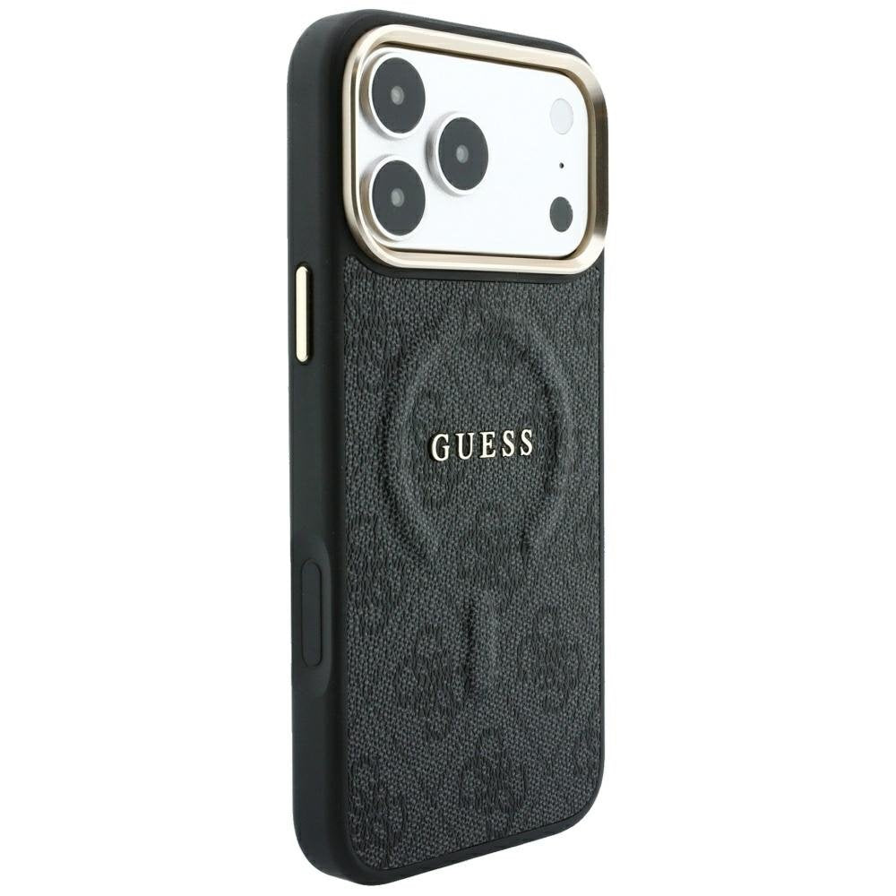 „Guess“ reljefais „4G Classic MagSafe“ vāciņš iPhone 18 Pro / 17 Pro, melns