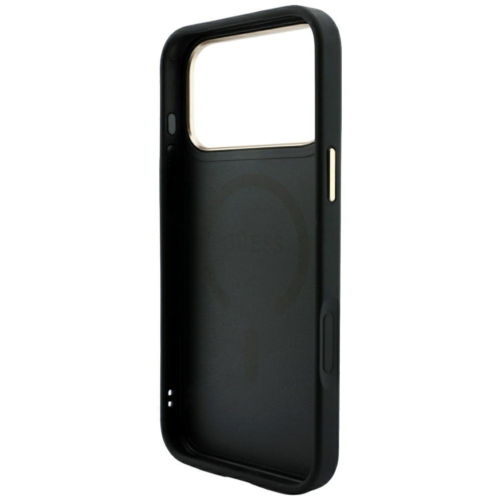 „Guess“ reljefais „4G Classic MagSafe“ vāciņš iPhone 18 Pro / 17 Pro, melns