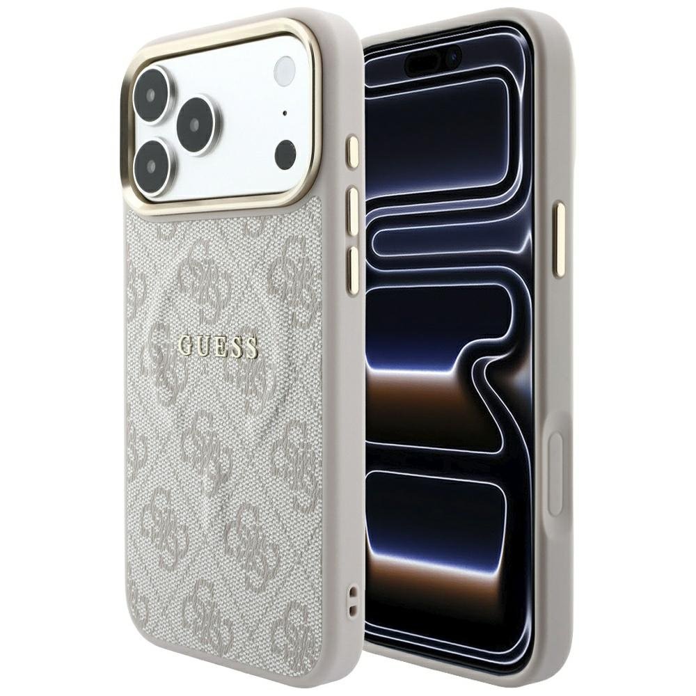 „Guess“ reljefais 4G Classic MagSafe apvalks iPhone 18 Pro / 17 Pro, rozā krāsā