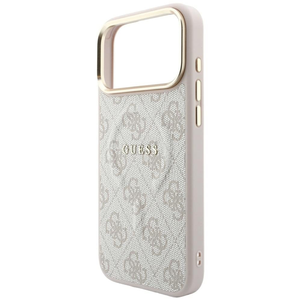 „Guess“ reljefais 4G Classic MagSafe apvalks iPhone 18 Pro / 17 Pro, rozā krāsā
