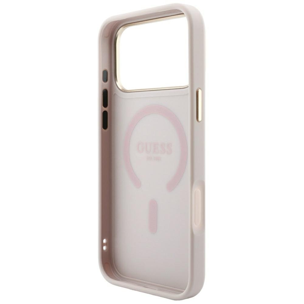 „Guess“ reljefais 4G Classic MagSafe apvalks iPhone 18 Pro / 17 Pro, rozā krāsā