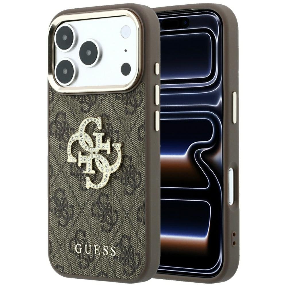 „Guess“ 4G un liela strāsa logotipa apvalks iPhone 18 Pro Max / 17 Pro Max, brūns