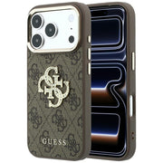 „Guess“ 4G un liela strāsa logotipa apvalks iPhone 18 Pro Max / 17 Pro Max, brūns