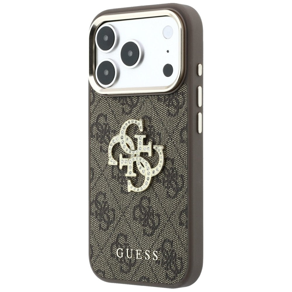 „Guess“ 4G un liela strāsa logotipa apvalks iPhone 18 Pro Max / 17 Pro Max, brūns