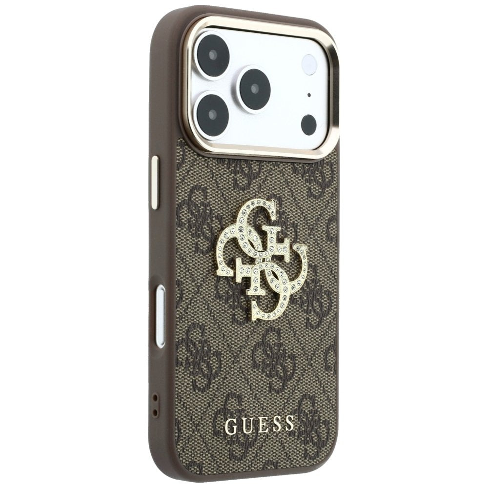 „Guess“ 4G un liela strāsa logotipa apvalks iPhone 18 Pro Max / 17 Pro Max, brūns