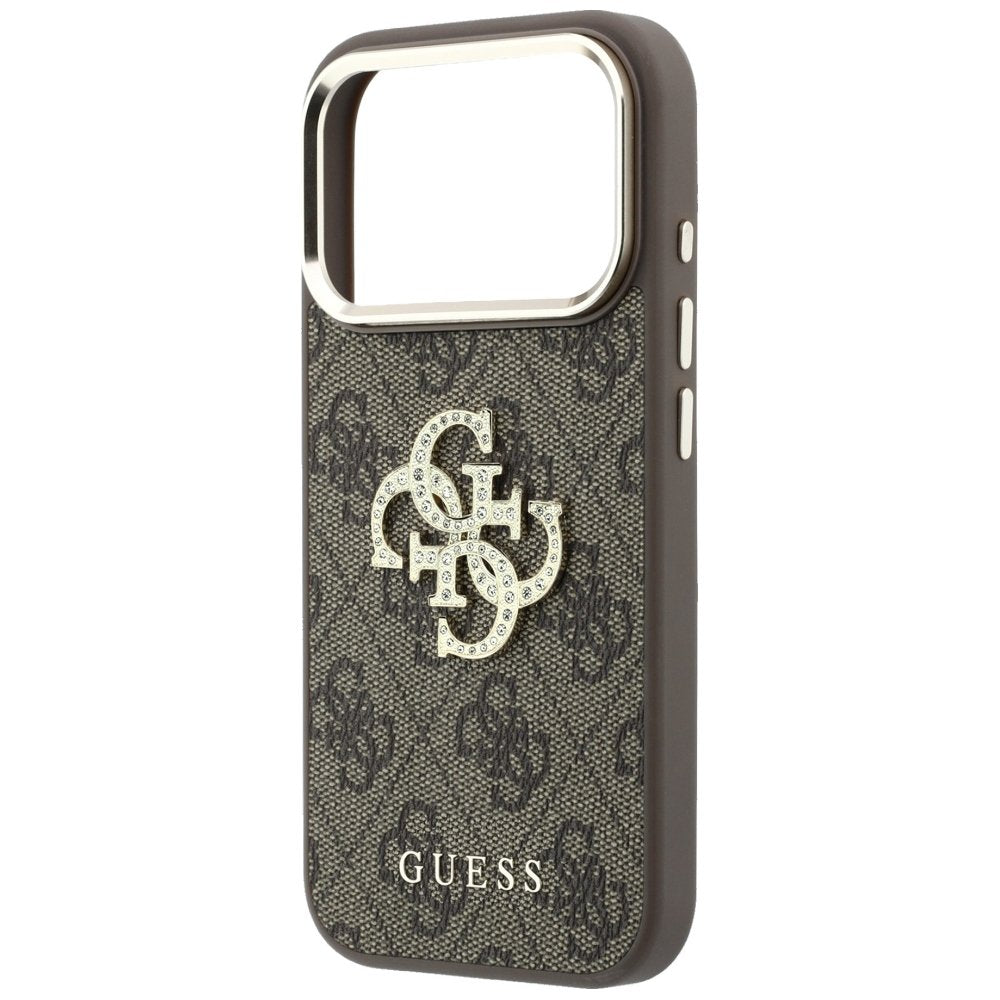 „Guess“ 4G un liela strāsa logotipa apvalks iPhone 18 Pro Max / 17 Pro Max, brūns