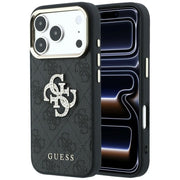 „Guess“ 4G un „Big Strass“ logotipa apvalks iPhone 18 Pro Max / 17 Pro Max, melns