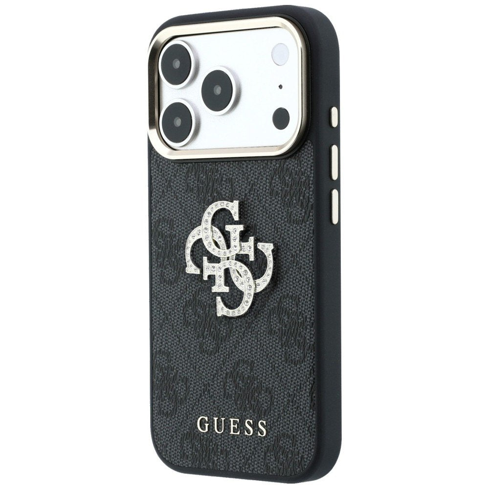 „Guess“ 4G un „Big Strass“ logotipa apvalks iPhone 18 Pro Max / 17 Pro Max, melns