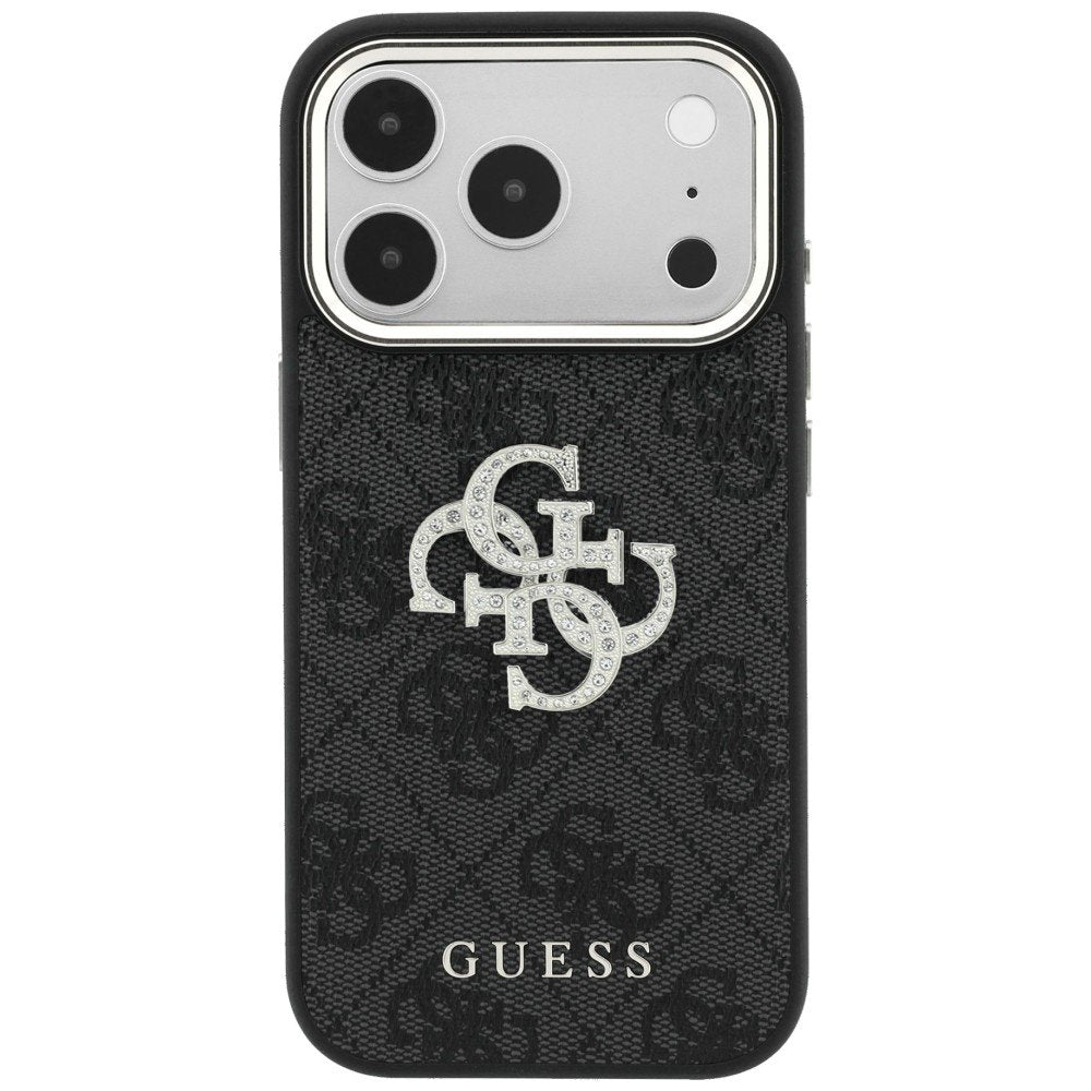 „Guess“ 4G un „Big Strass“ logotipa apvalks iPhone 18 Pro Max / 17 Pro Max, melns